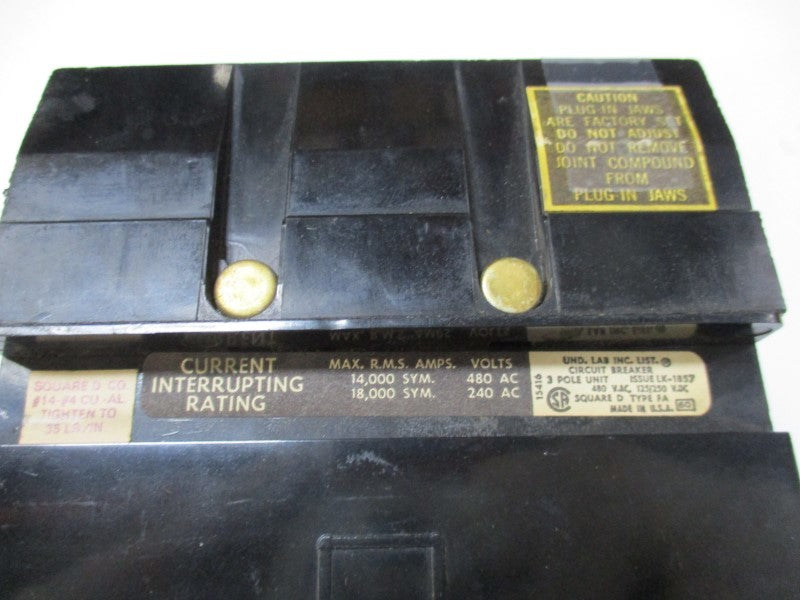 SQUARE D FA-34015 15A 480V UNMP
