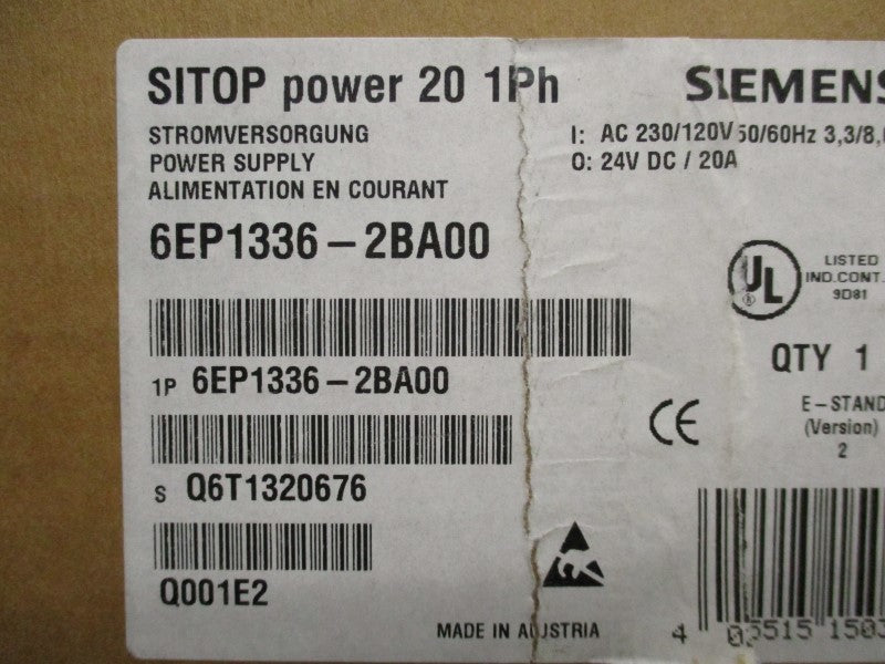 SIEMENS 6EP1336-2BA00 230/120VAC 3.3/8.0A NSMP