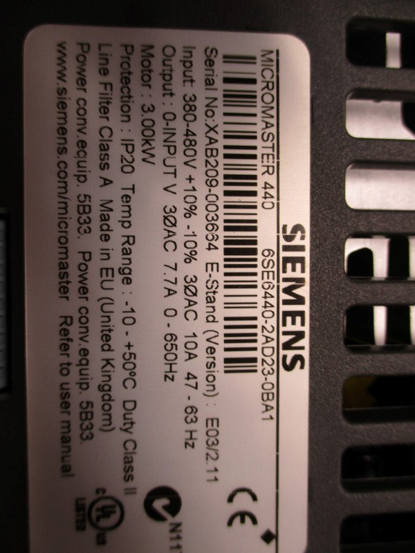 SIEMENS 6SE6440-2AD23-0BA1 NSMP