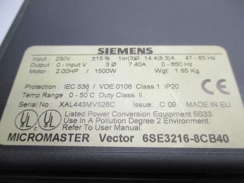 SIEMENS 6SE3-216-8CB40 UNMP
