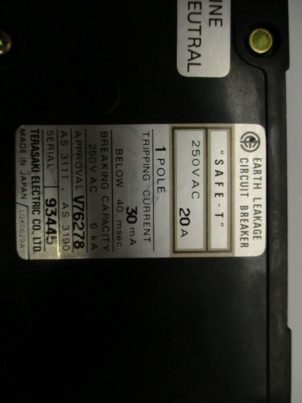 TERASAKI SAFE-T 20A 250VAC UNMP