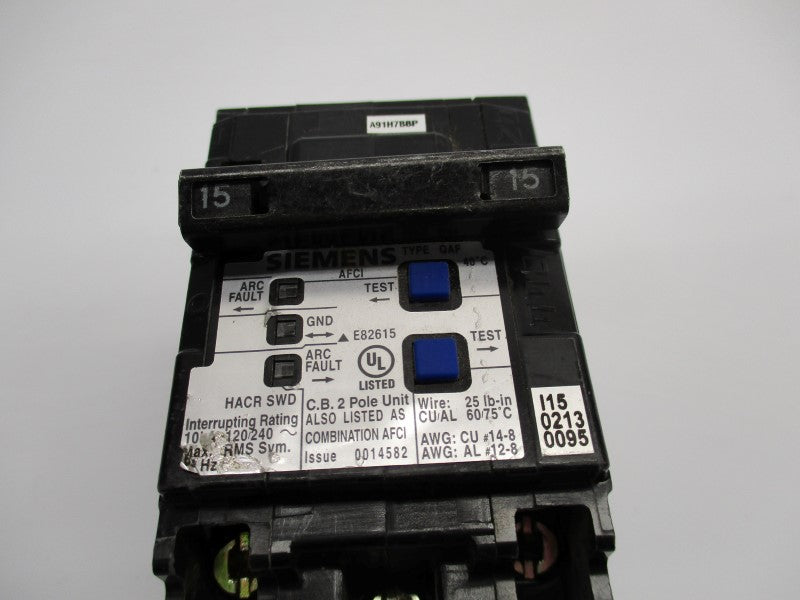 SIEMENS Q215AFC 15-15A 120/240V UNMP