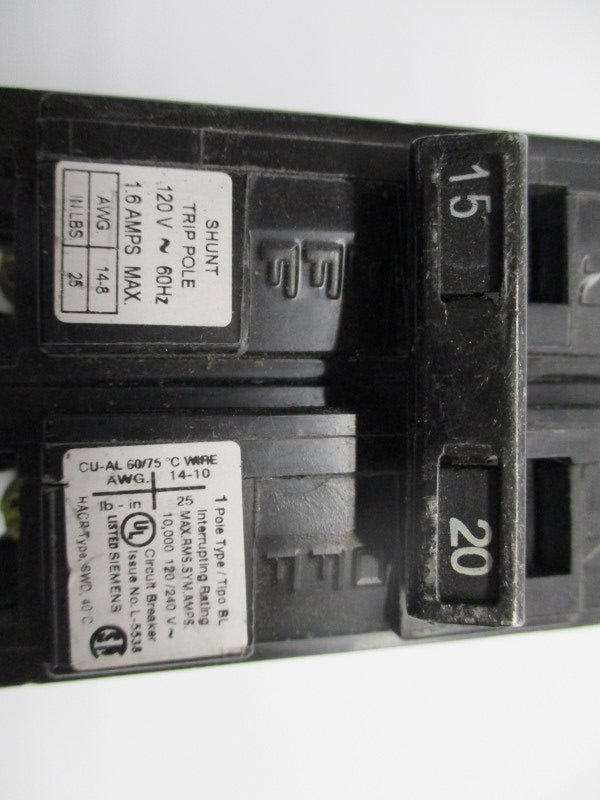 SIEMENS B12000S01 15-20A 120/240V (AS PICTURED) UNMP