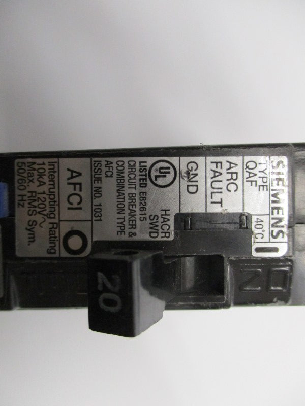 SIEMENS Q120AFC 20A 120V (AS PICTURED) UNMP
