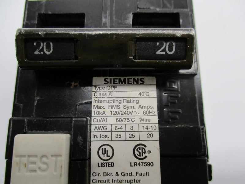 SIEMENS QPF302020 20-20A 120/240V (AS PICTURED) UNMP