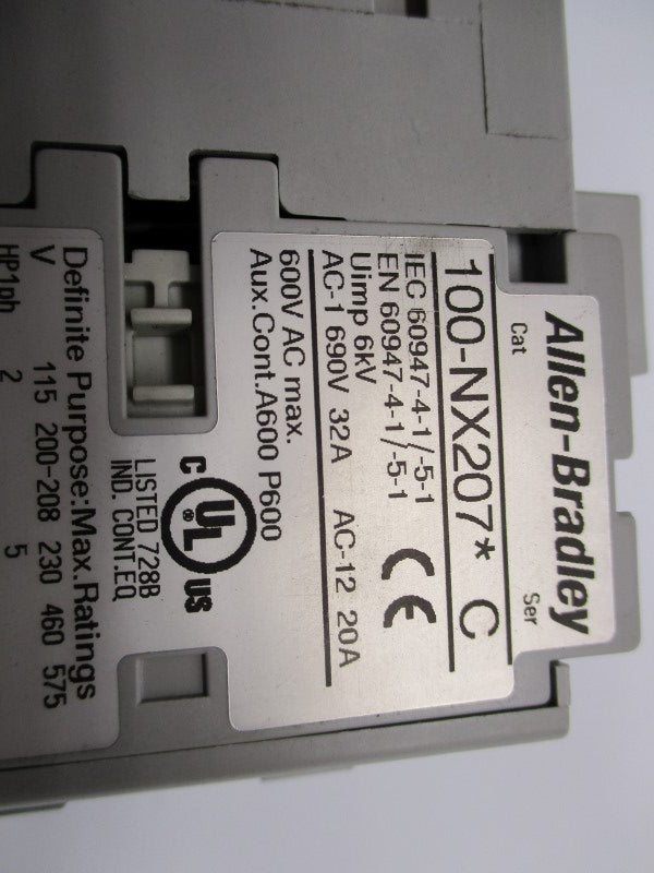 ALLEN BRADLEY 100-NX207A SER. C 220/240V NSNP