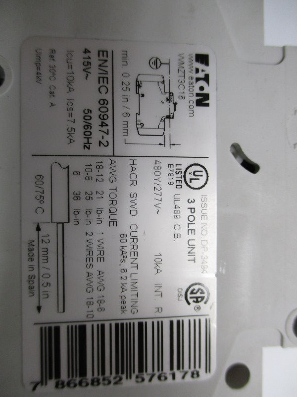 EATON WMZT3C16 16A 480/277V NSNP
