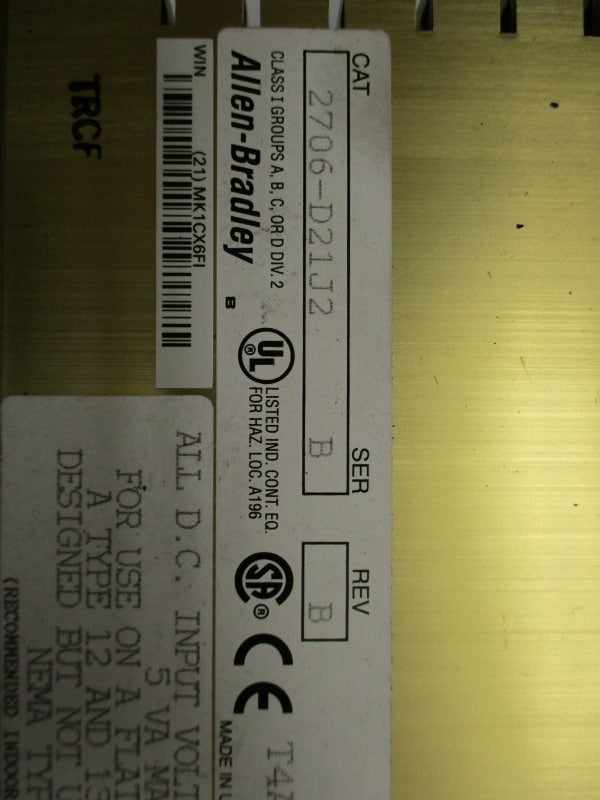 ALLEN BRADLEY 2706-D21J2 SER. B UNMP