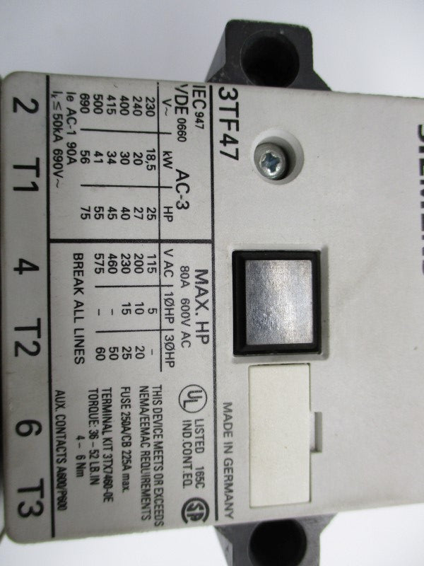 SIEMENS 3TF47 110/120V UNMP