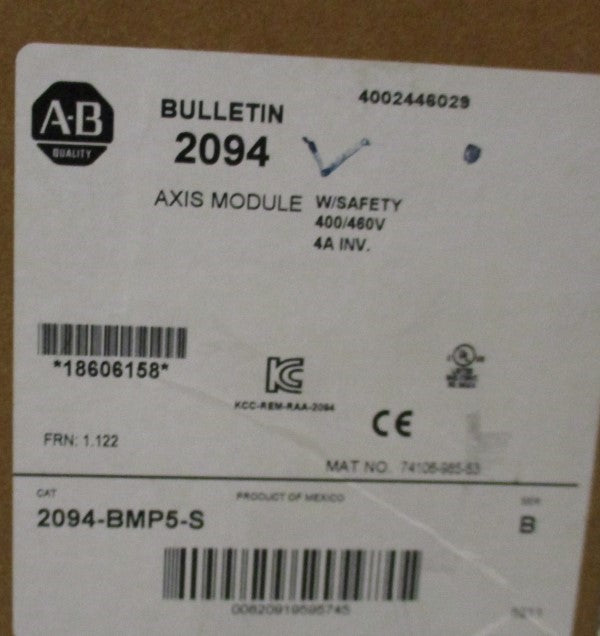 ALLEN BRADLEY 2094-BMP5-S SER. B F/W 1.122 NSMP