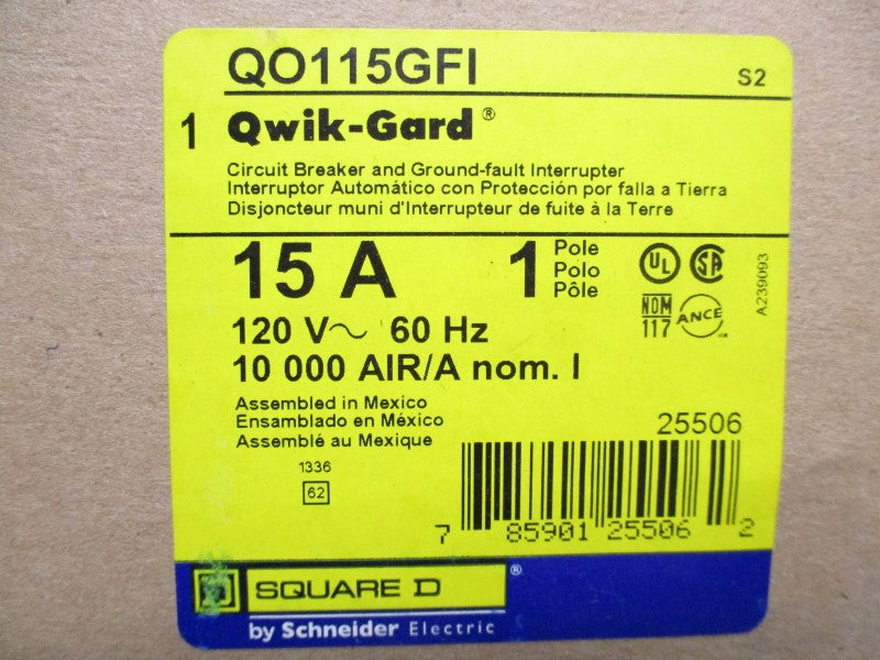 SQUARE D QO115GFI 15A 120V NSMP