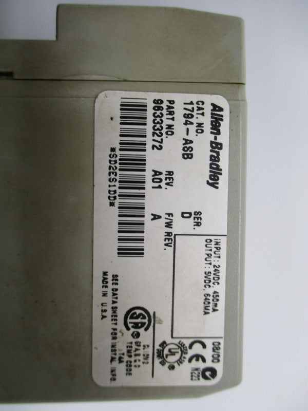 ALLEN BRADLEY 1794-ASB SER. D F/W A 24VDC UNMP