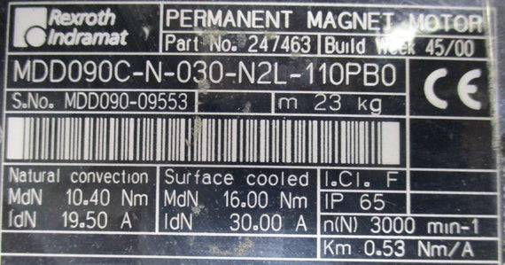 REXROTH INDRAMAT MDD090C-N-030-N2L-110PB0 UNMP