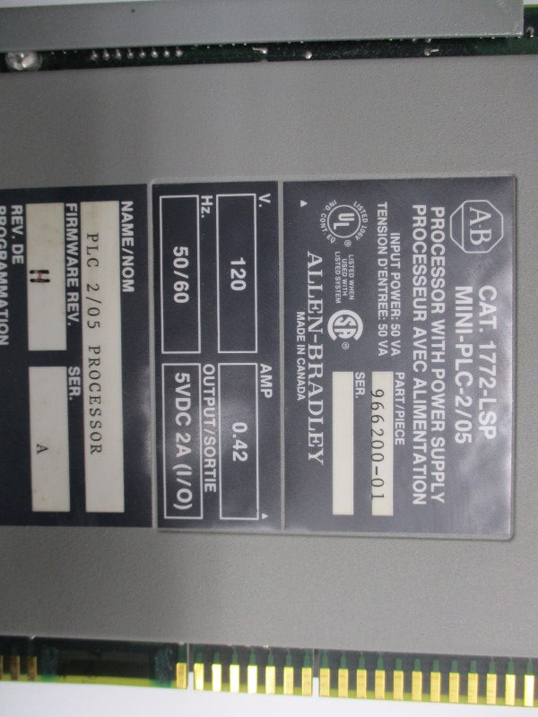 ALLEN BRADLEY 1772-LSP SER. A F/W H UNMP