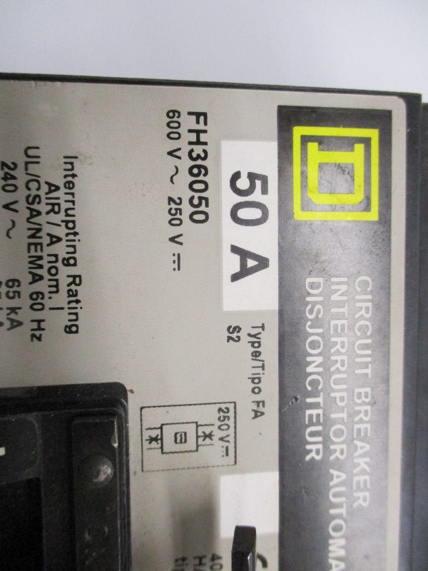 SQUARE D FH36050 50A 600V (GREY) UNMP