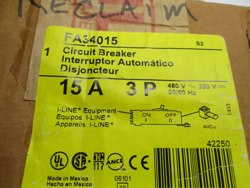 SQUARE D FA34015 15A 480V NSFS