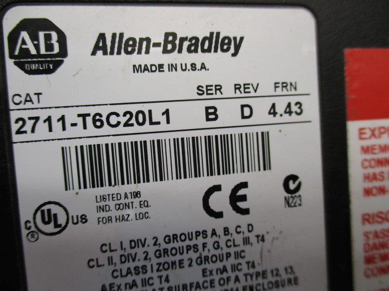 ALLEN BRADLEY 2711-T6C20L1 SER. B F/W 4.43 (AS PICTURED) UNMP