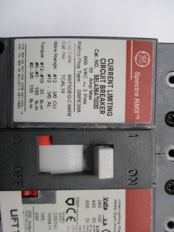 GENERAL ELECTRIC SELA36AT0030 30A 600VAC NSMP