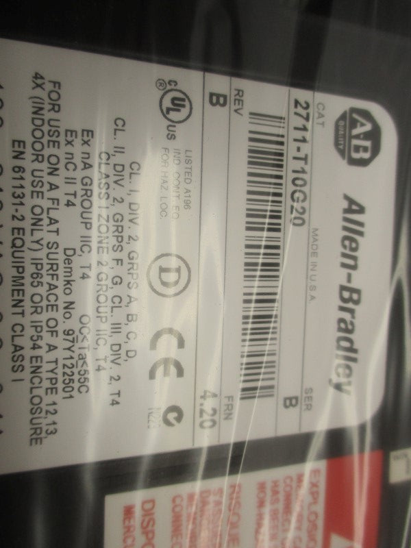 ALLEN BRADLEY 2711-T10G20 SER. B F/W 4.20 NSMP