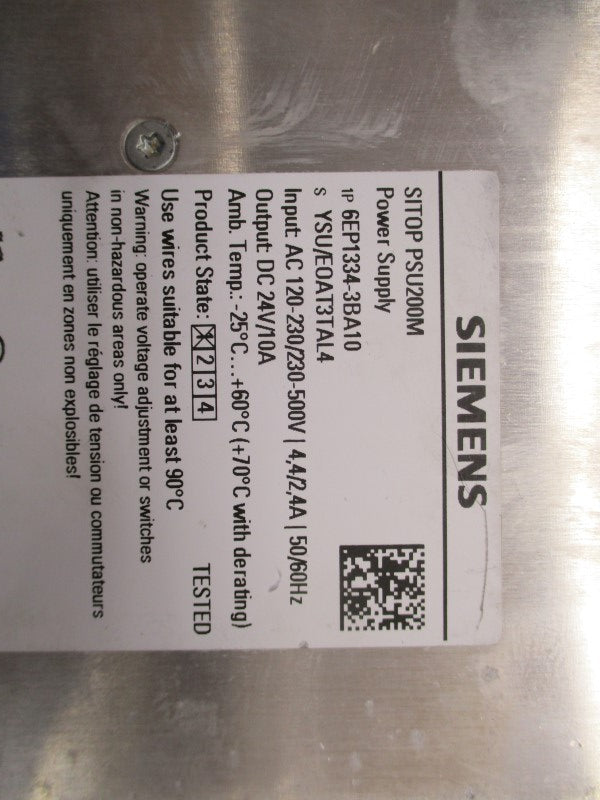 SIEMENS 6EP1334-3BA10 PSU200M 120-500VAC 4,4-1,1A UNMP