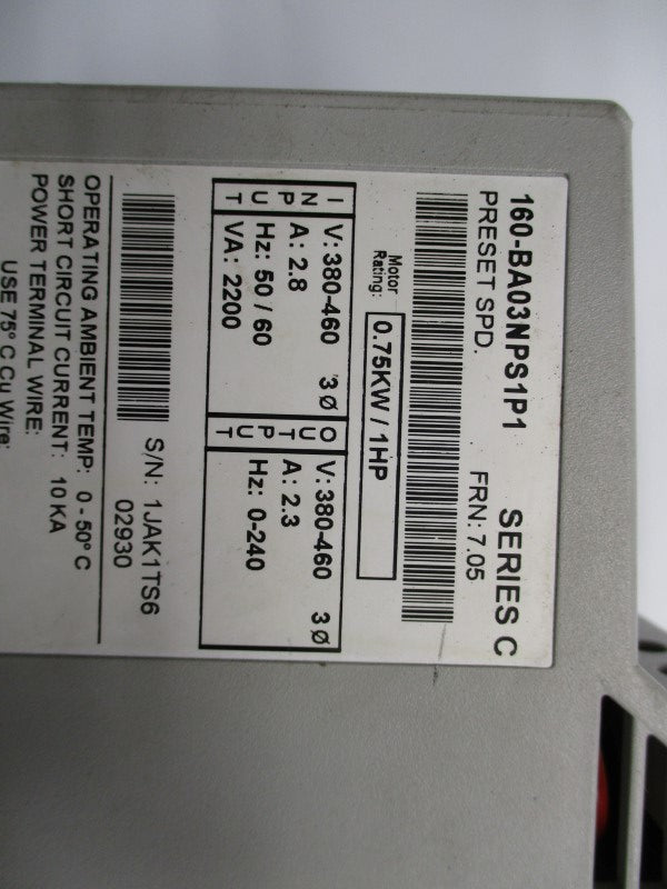 ALLEN BRADLEY 160-BA03NPS1P1 SER. C F/W 7.05 UNMP