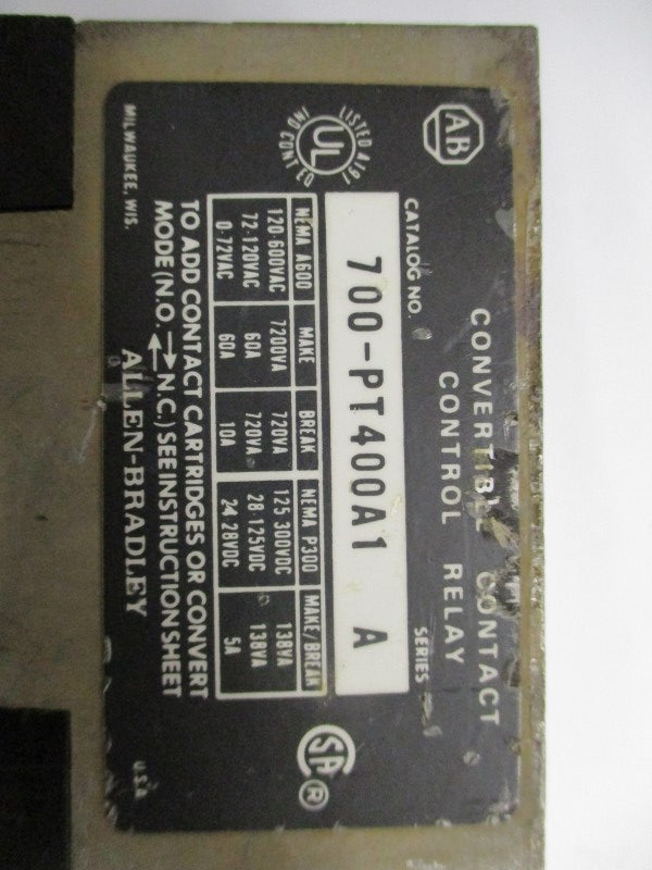 INDUSTRIAL SPARE PART 700-PT400A1 SER. A 110/115-120V UNMP