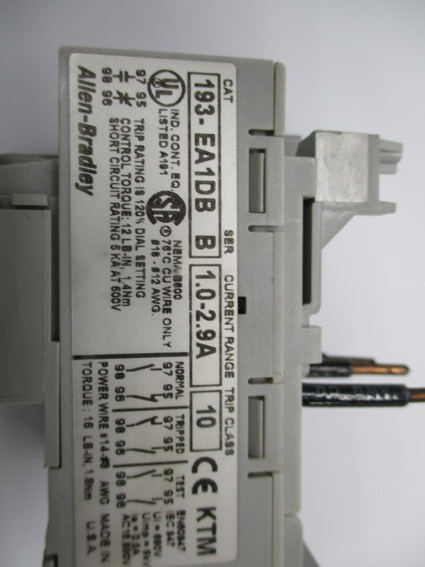 ALLEN BRADLEY 193-EA1DB SER. B 1.0-2.9A UNMP