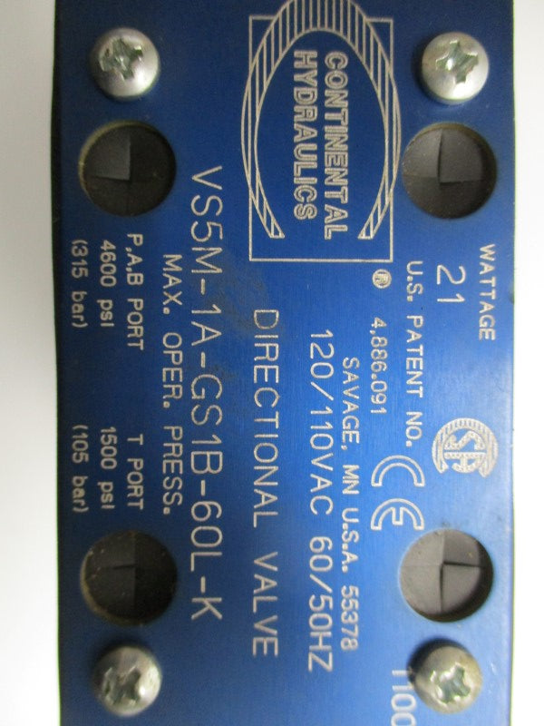 CONTINENTAL HYDRUALICS VS5M-1A-GS1B-60L-K (AS PICTURED) UNMP