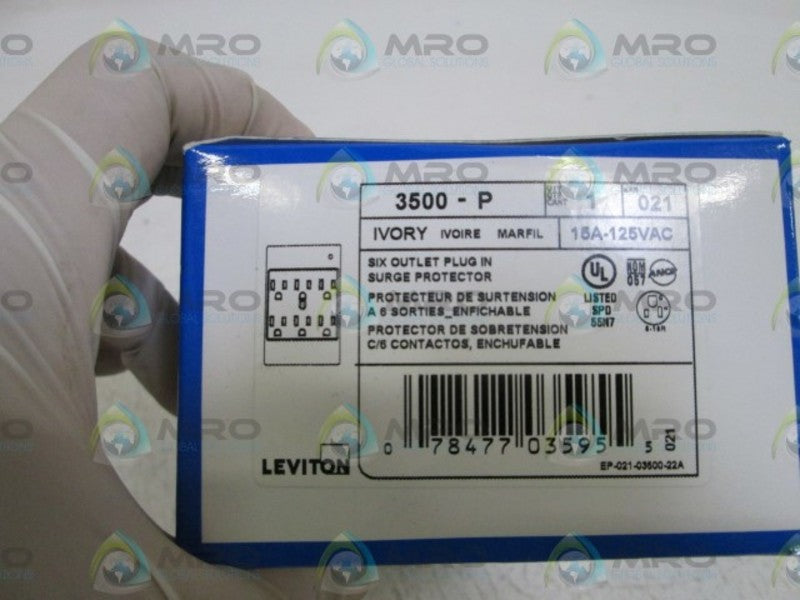 LEVITON 6 OUTLET PLUG IN PROTECTOR 3500-P (IVORY) *NEW IN BOX*
