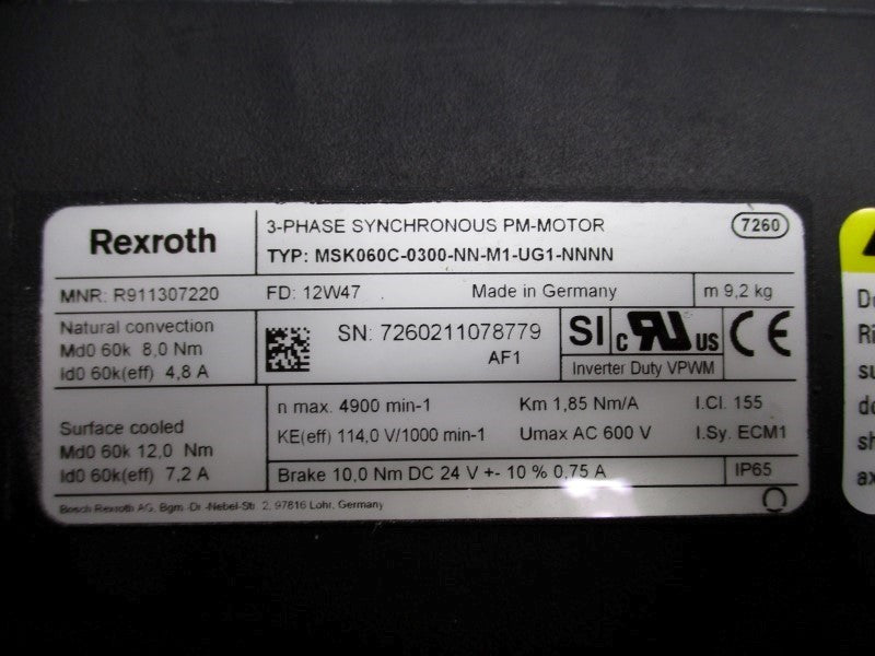REXROTH MSK060C-0300-NN-M1-UG1-NNNN NSMP