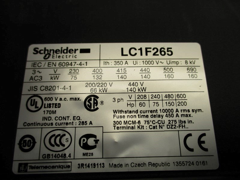SCHNEIDER LC1F265M7 220/230V NSMP