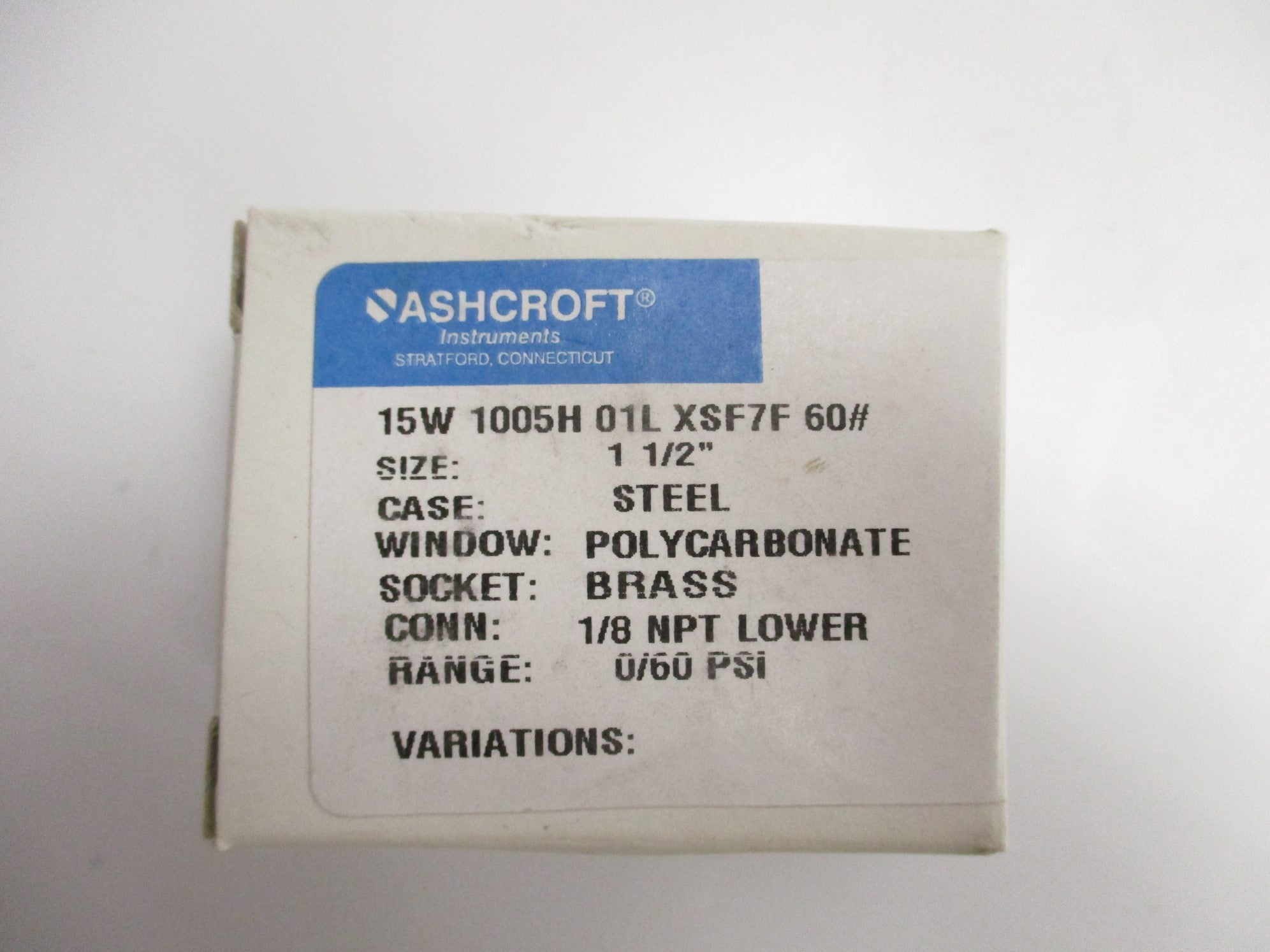 ASHCROFT 15W1005H01LXSF7F60 NSMP