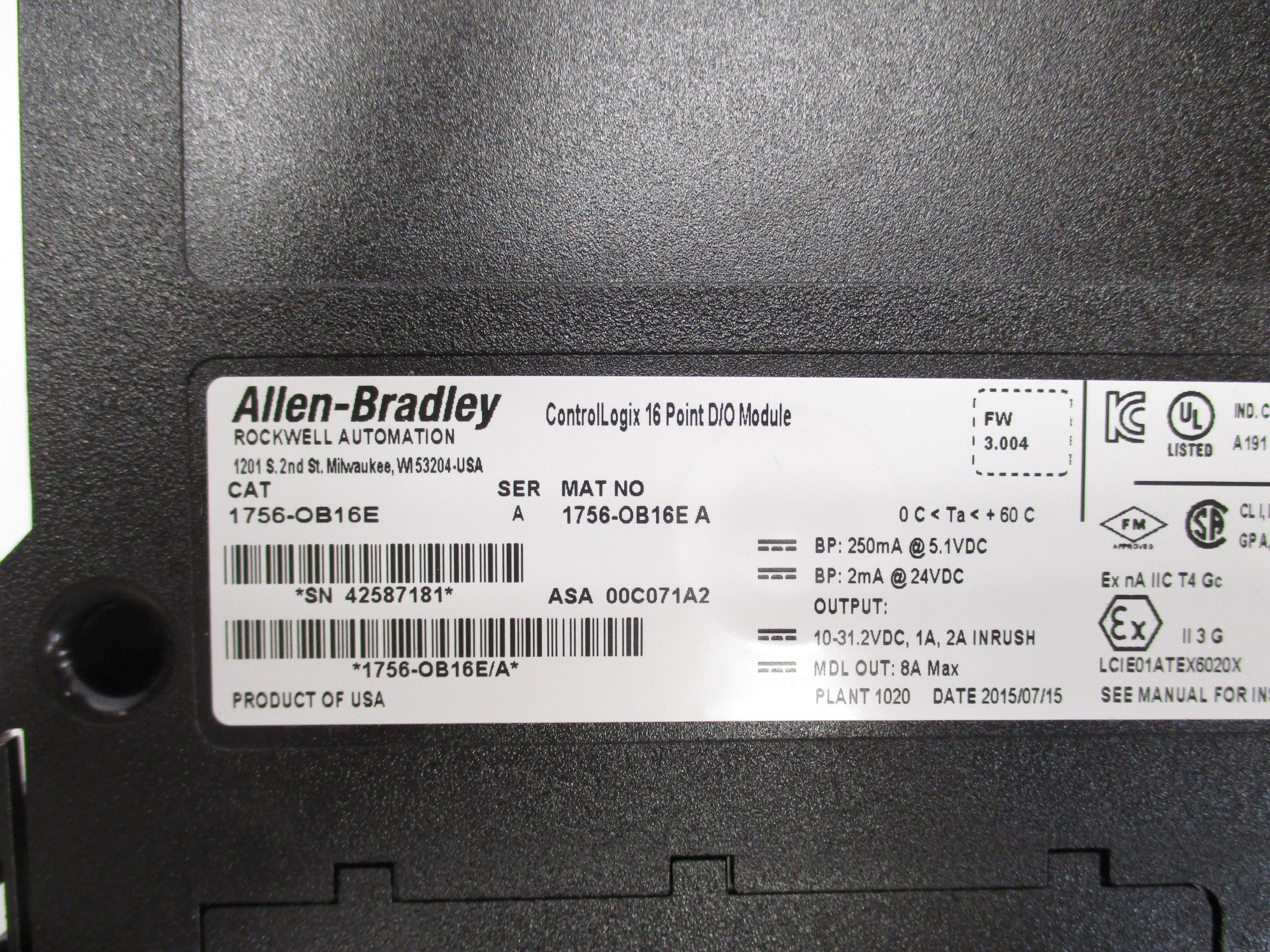 ALLEN BRADLEY 1756-OB16E SER. A F/W 3.004 NSMP