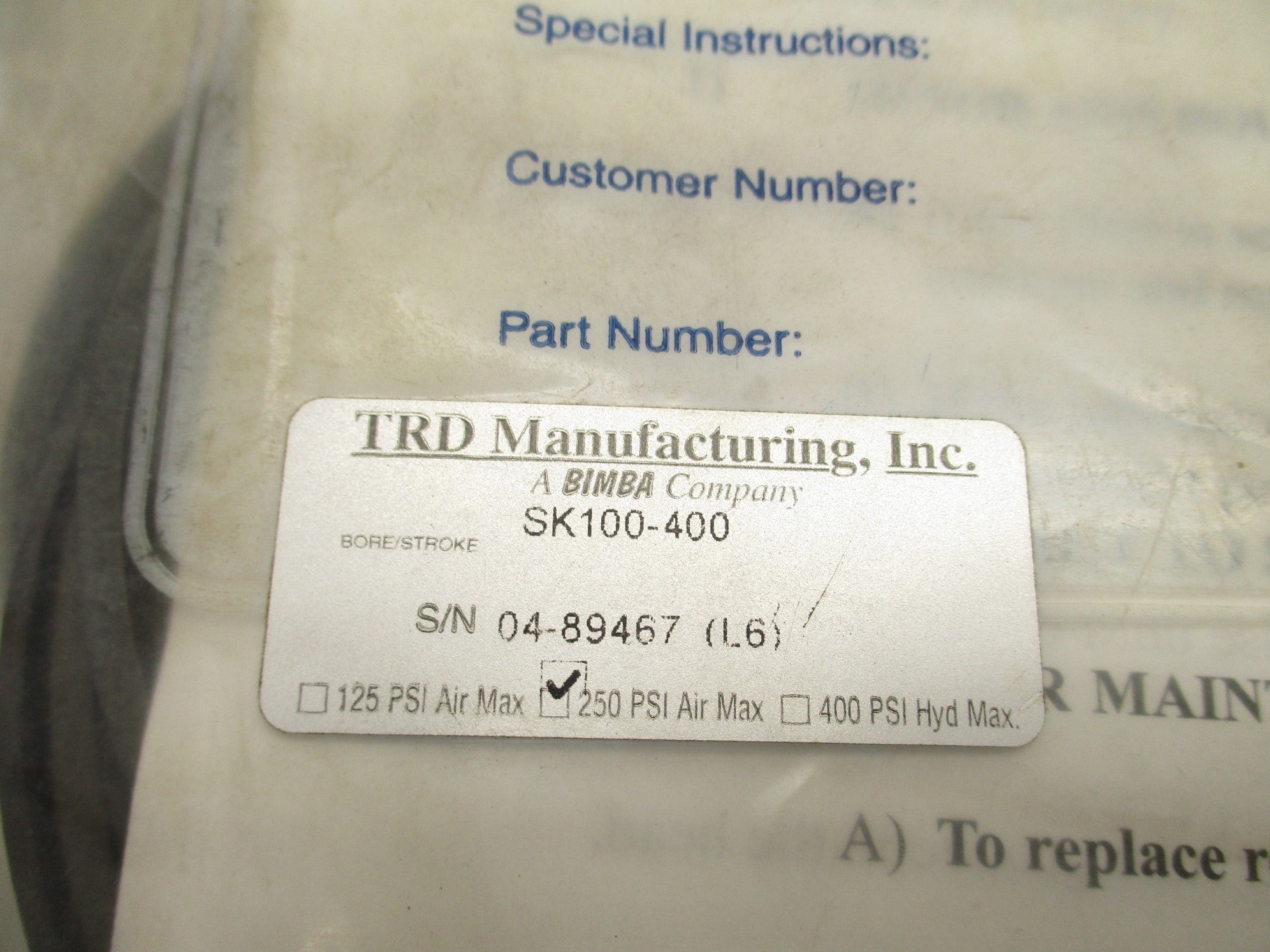 TRD MANUFACTURING SK100-400 NSMP