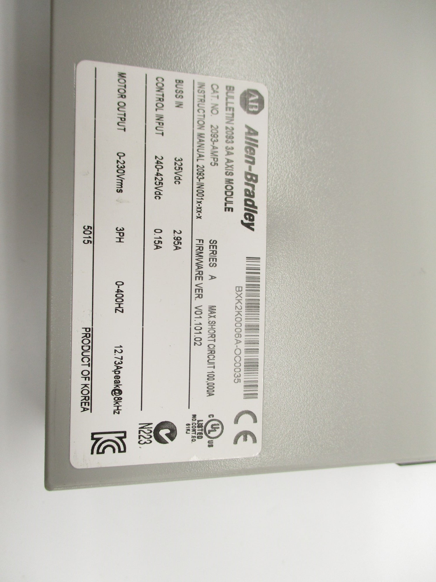 ALLEN BRADLEY 2093-AMP5 SER. A F/W 01.101.02 NSNP