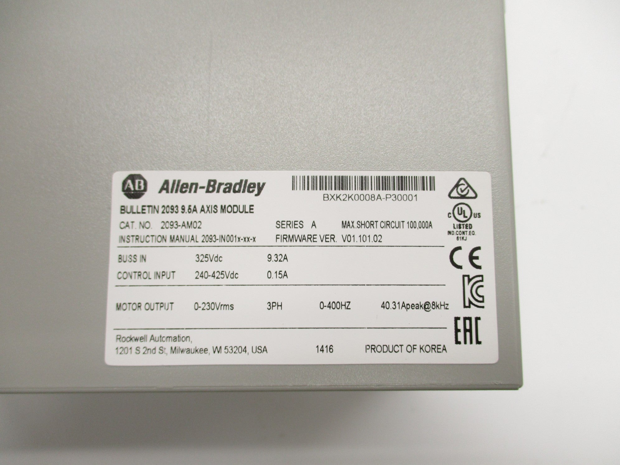 ALLEN BRADLEY 2093-AM02 SER. A F/W 01.101.02 NSMP