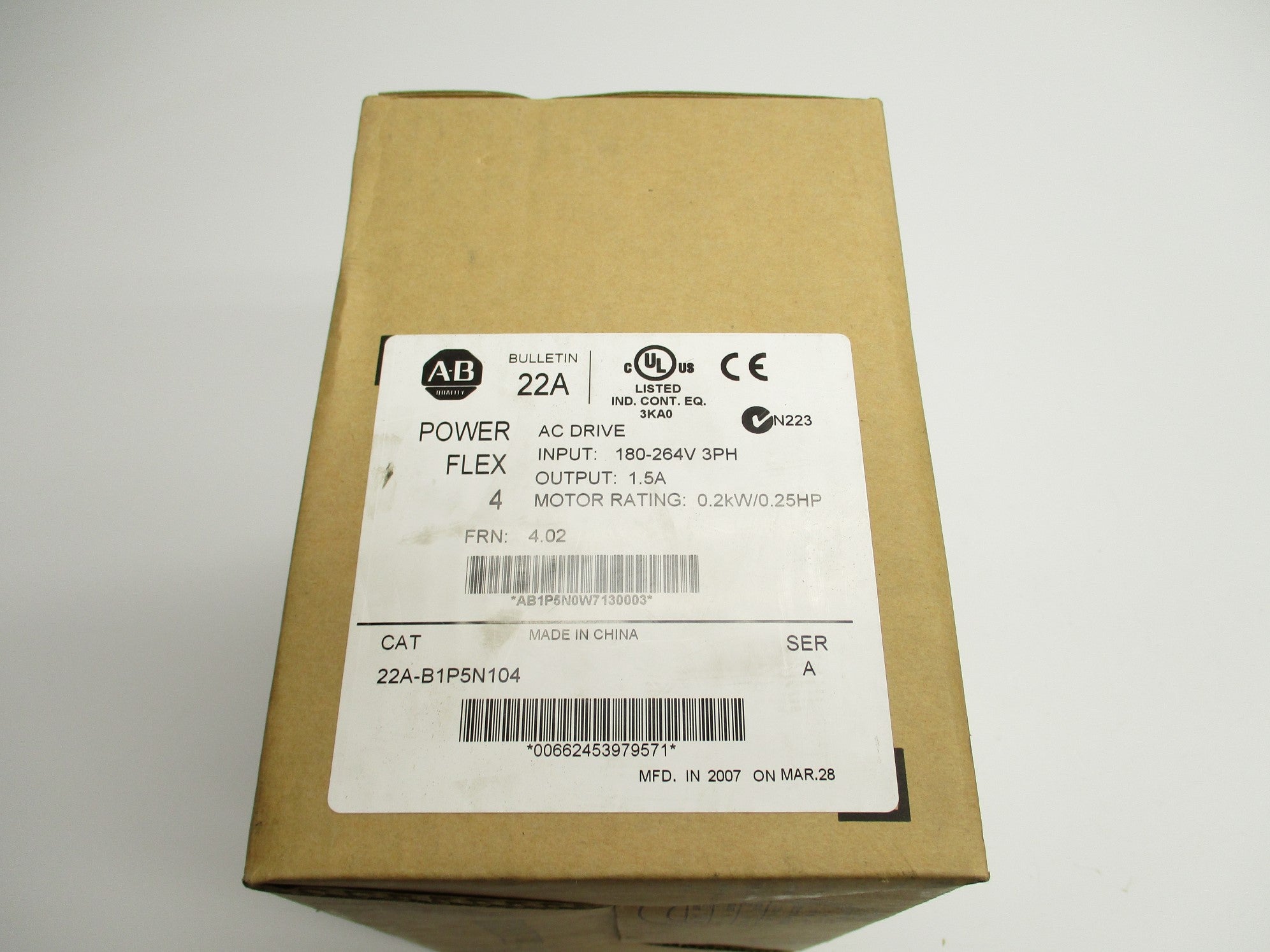 ALLEN BRADLEY 22A-B1P5N104 SER. A F/W 4.02 NSMP