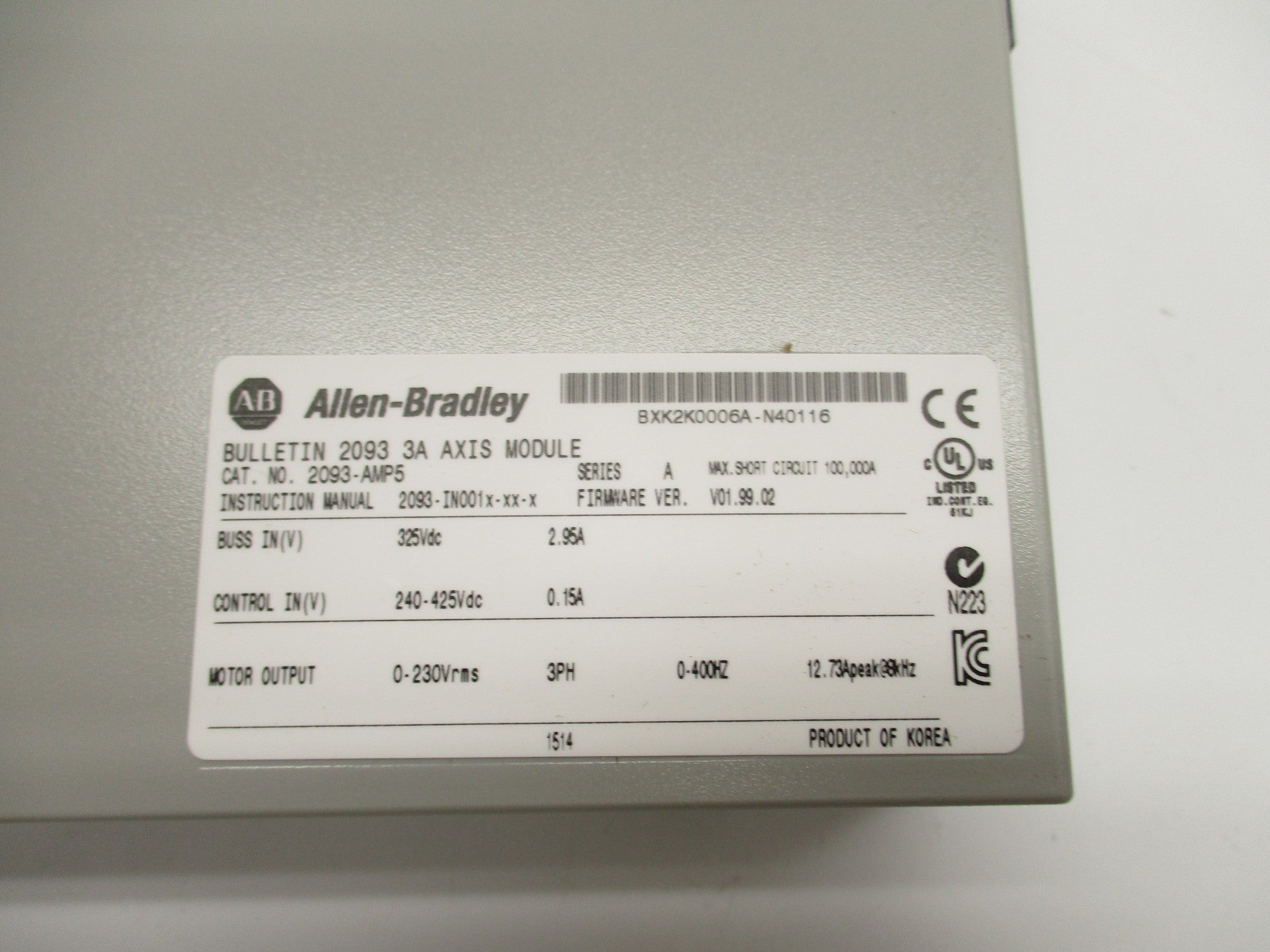 ALLEN BRADLEY 2093-AMP5 SER. A F/W 01.99.02 NSMP