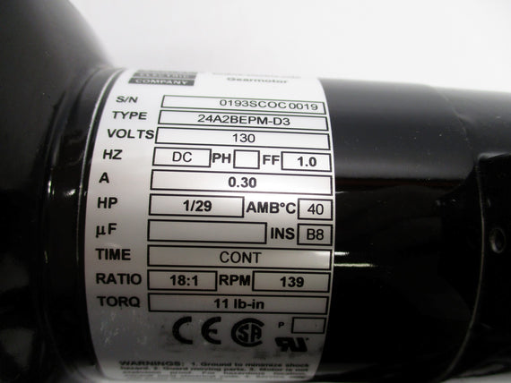 BODINE ELECTRIC 24A2BEPM-D3 130V 0.30A NSNP