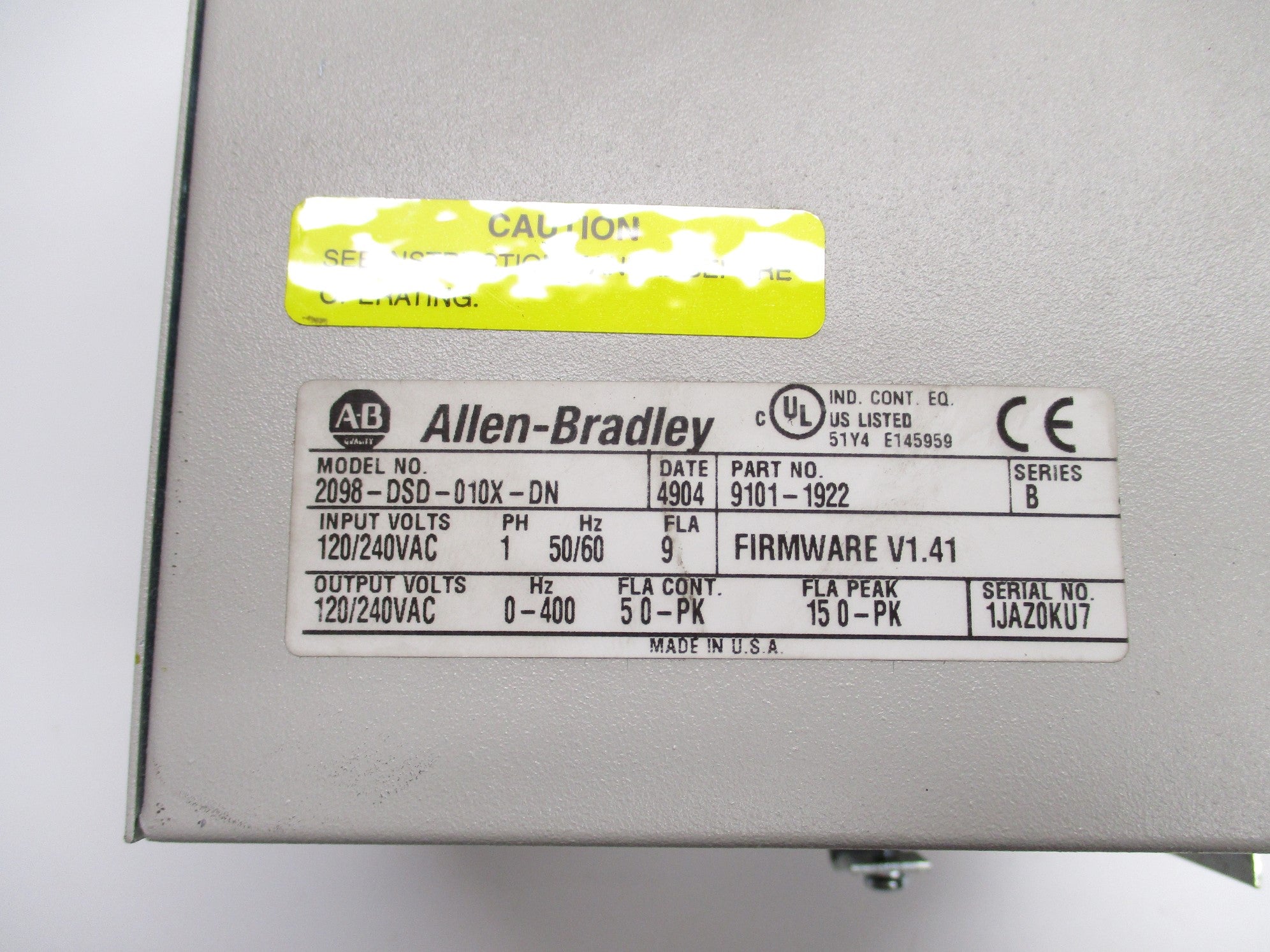 ALLEN BRADLEY 2098-DSD-010X-DN SER. B F/W V1.41 UNMP