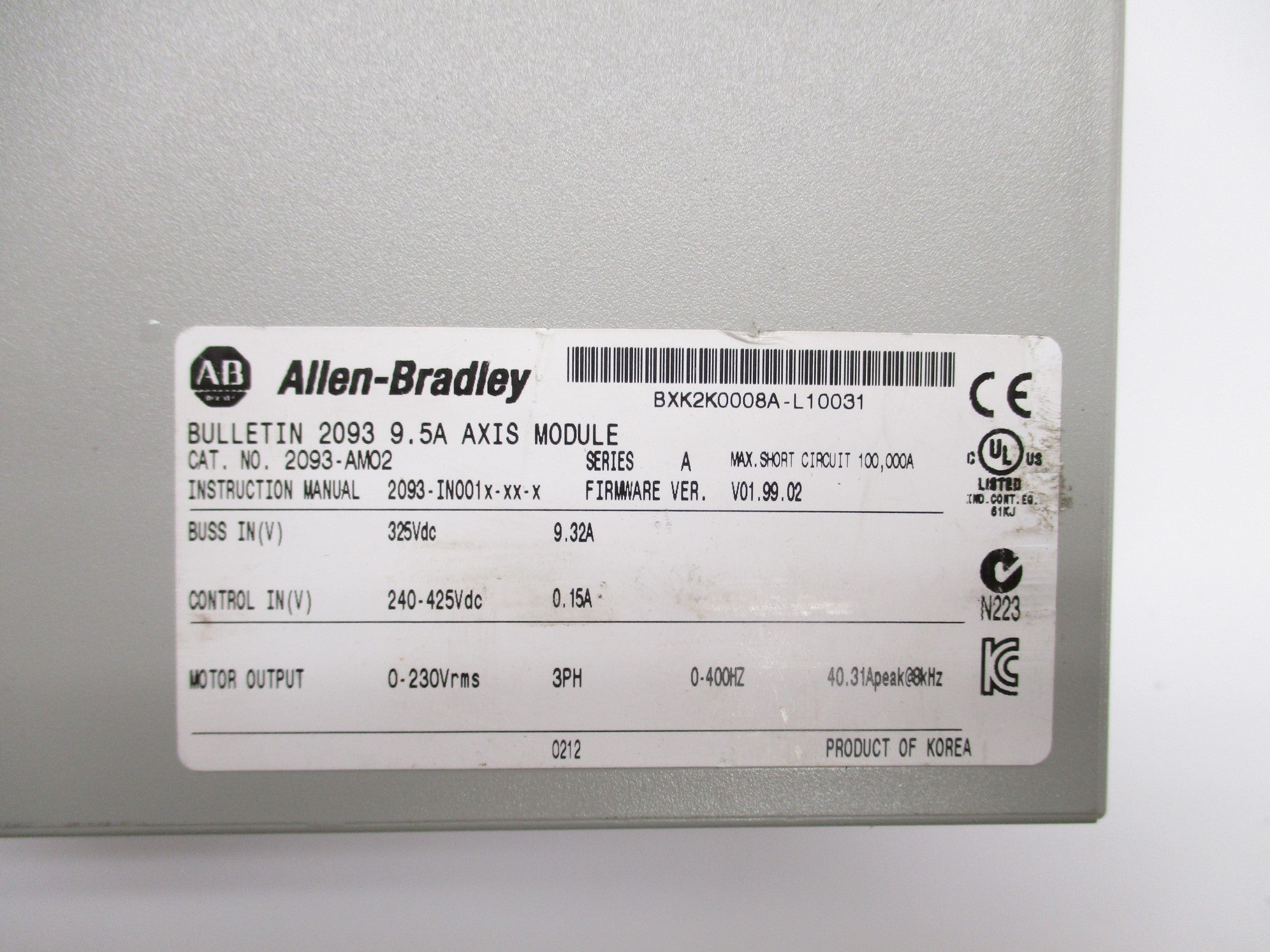 ALLEN BRADLEY 2093-AM02 SER. A F/W 01.99.02 NSNP