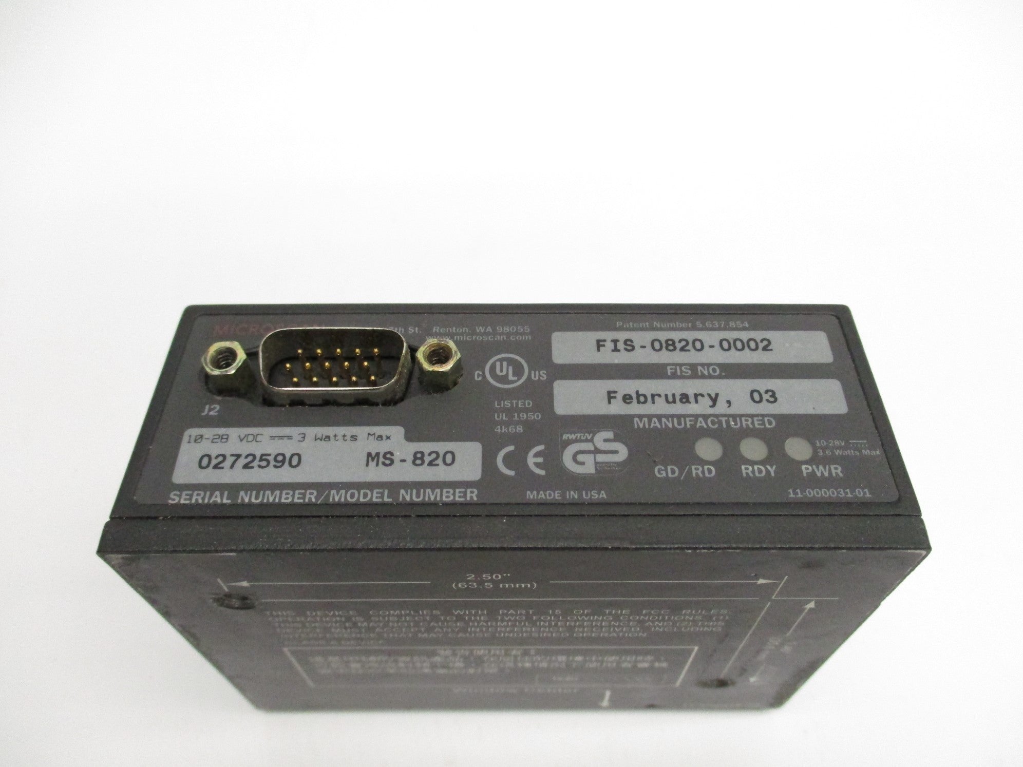 MICROSCAN FIS-0820-0002 UNMP