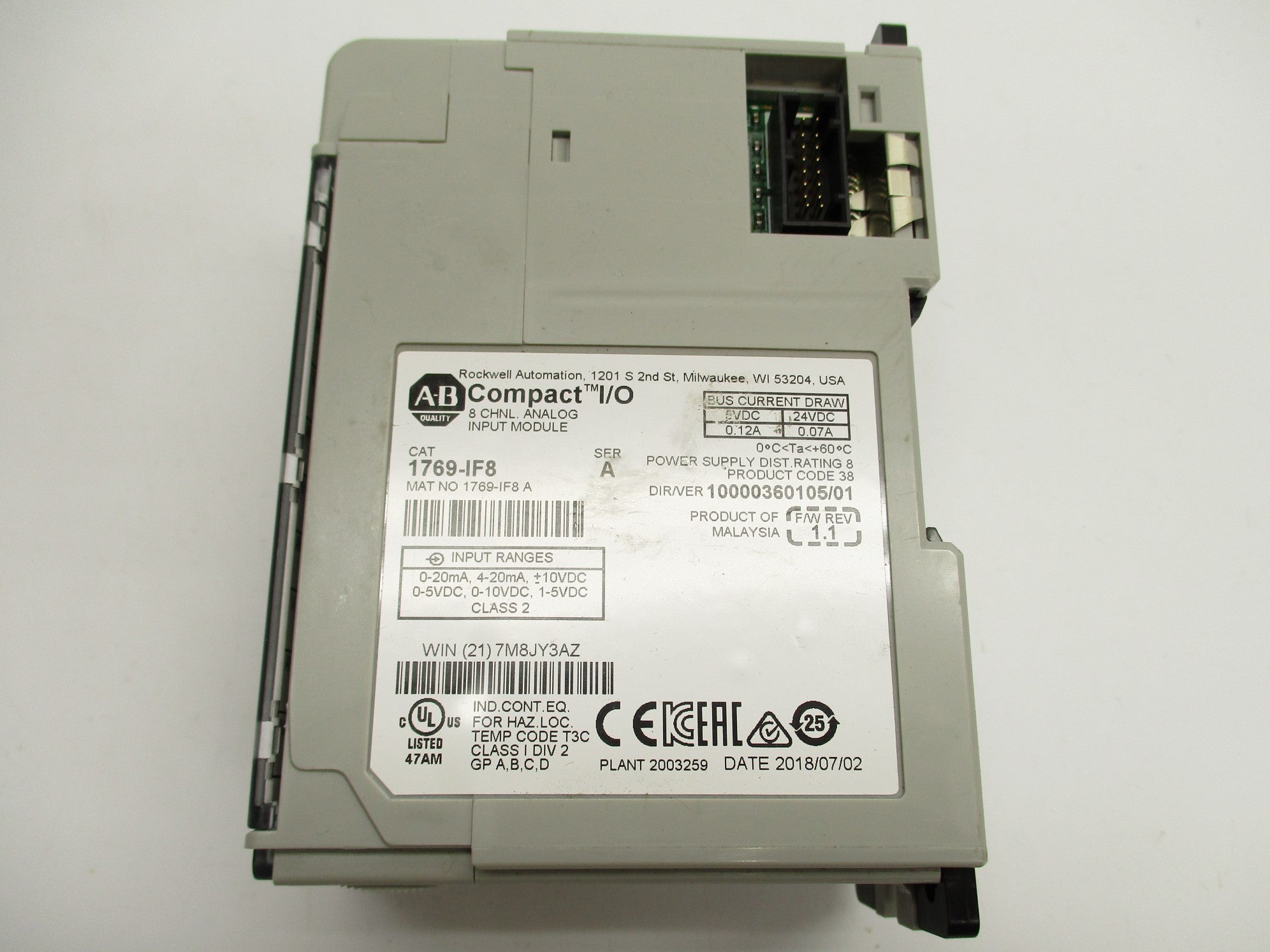 ALLEN BRADLEY 1769-IF8 SER. A (NO TERMINAL) NSNP