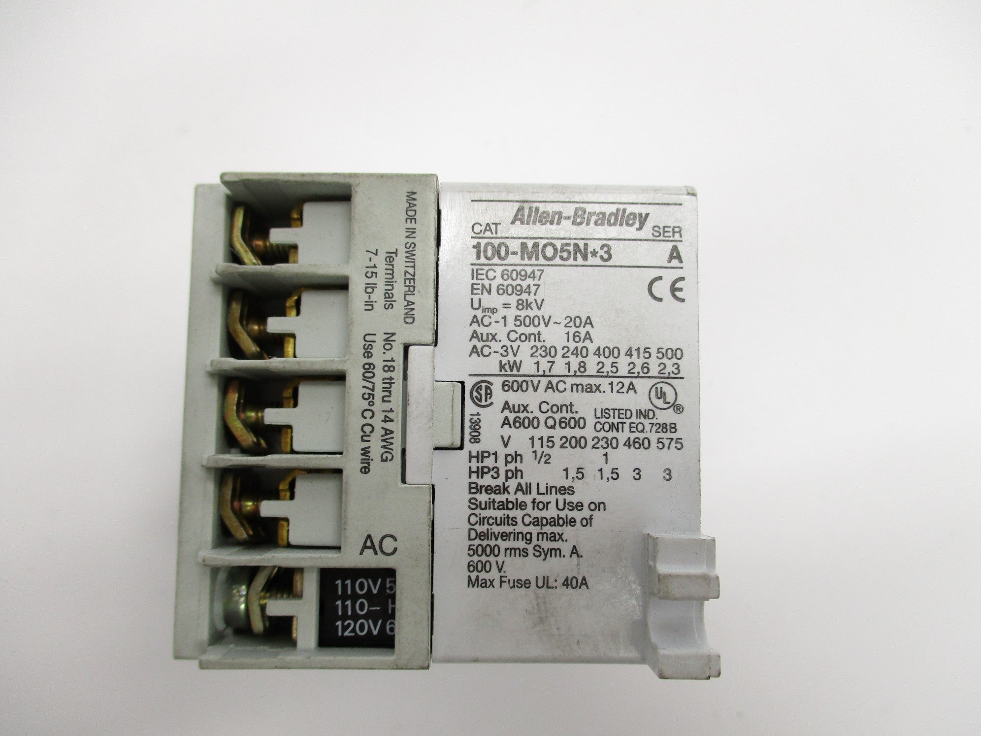 ALLEN BRADLEY 100-M05ND3 SER. A 110-120V NSNP