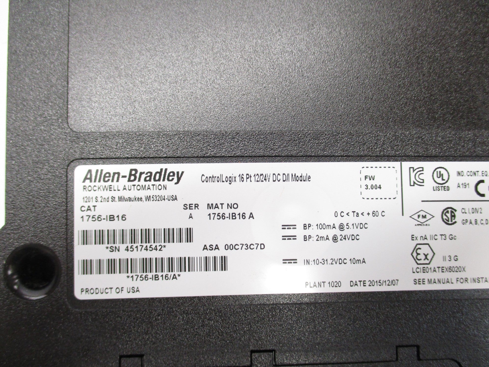 ALLEN BRADLEY 1756-IB16 SER. A F/W 3.004 NSNP