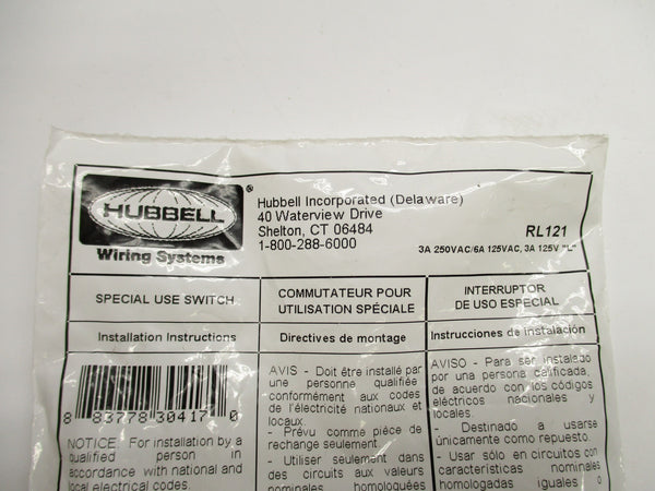 HUBBELL RL121 250VAC 3A NSMP