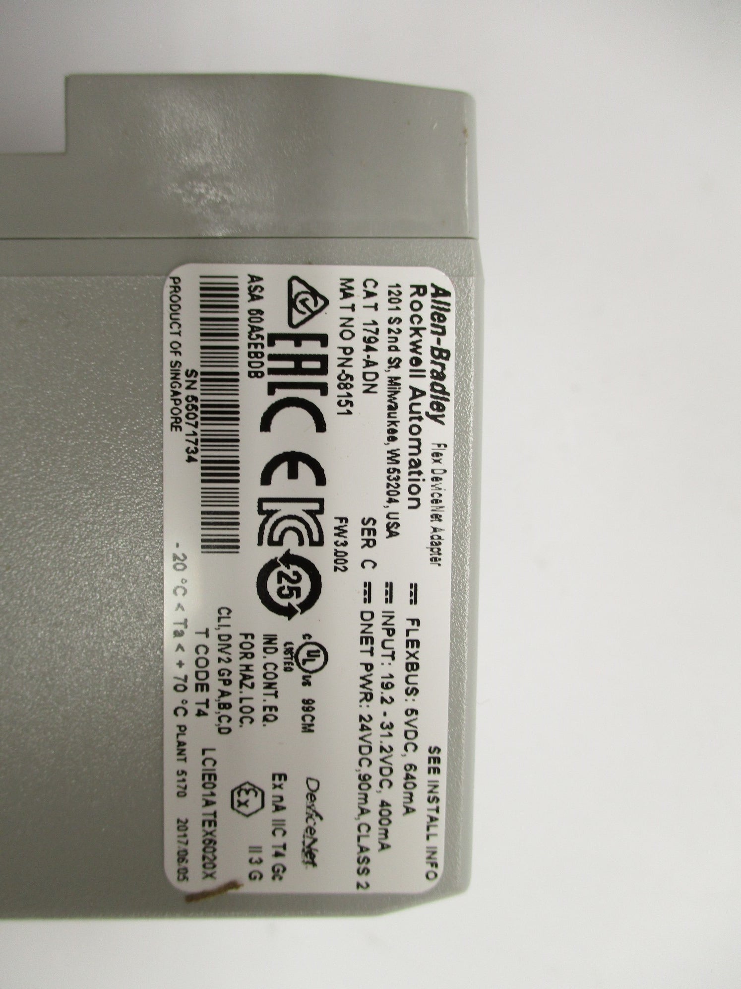 ALLEN BRADLEY 1794-ADN SER. C F/W 3.002 31.2VDC NSMP