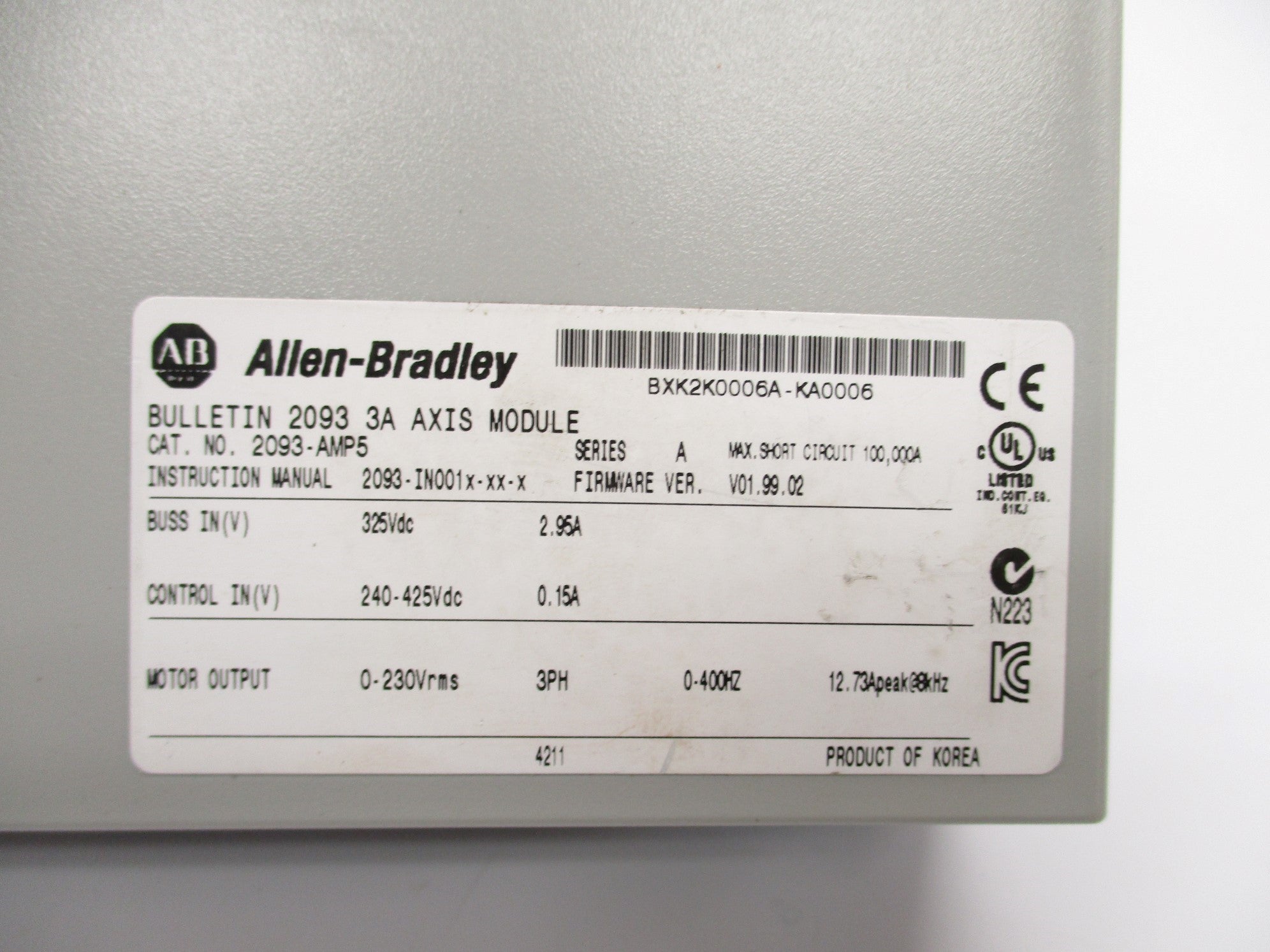 ALLEN BRADLEY 2093-AMP5 SER. A F/W 01.99.02 NSNP