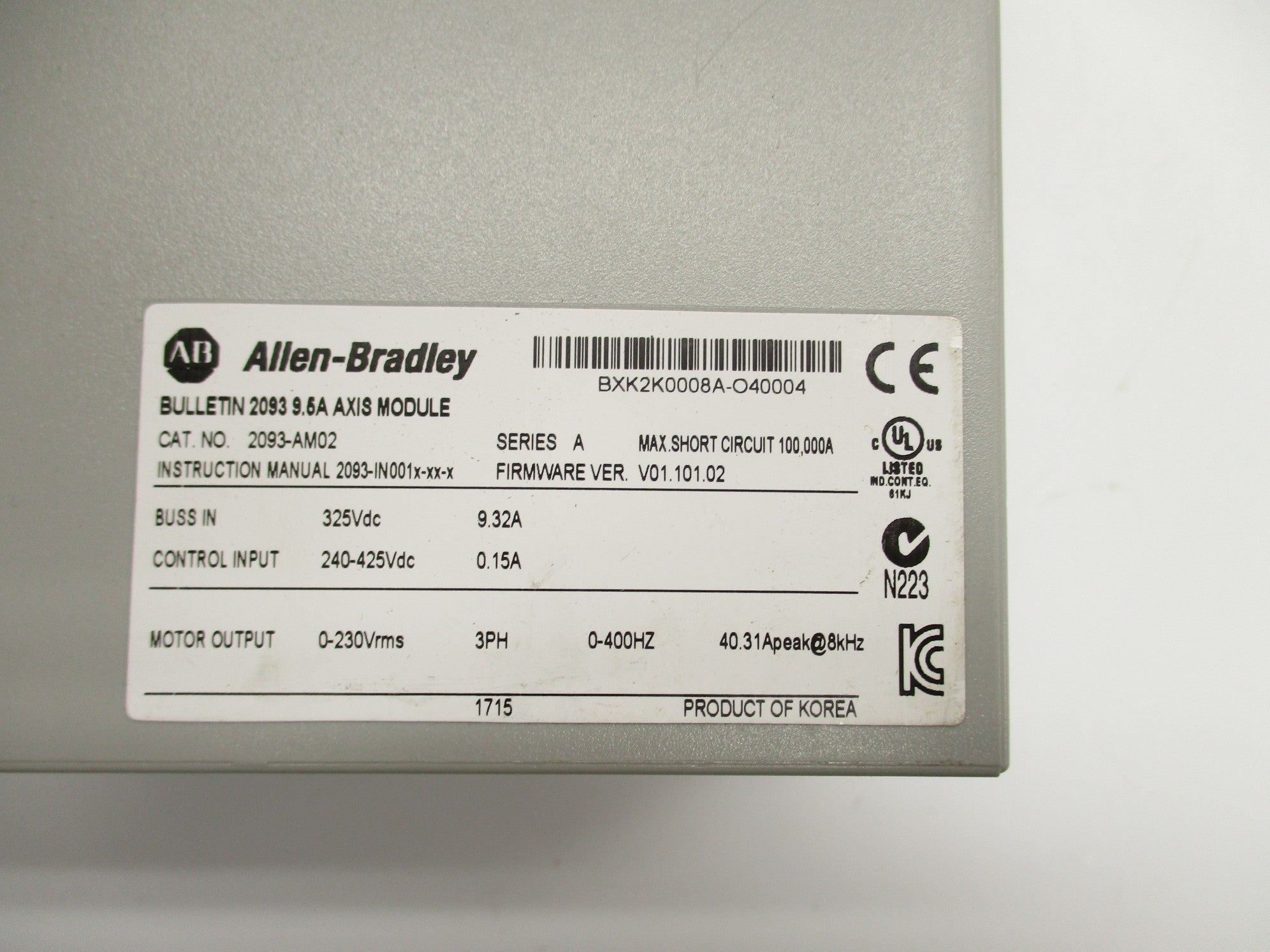ALLEN BRADLEY 2093-AM02 SER. A F/W 01.101.02 UNMP