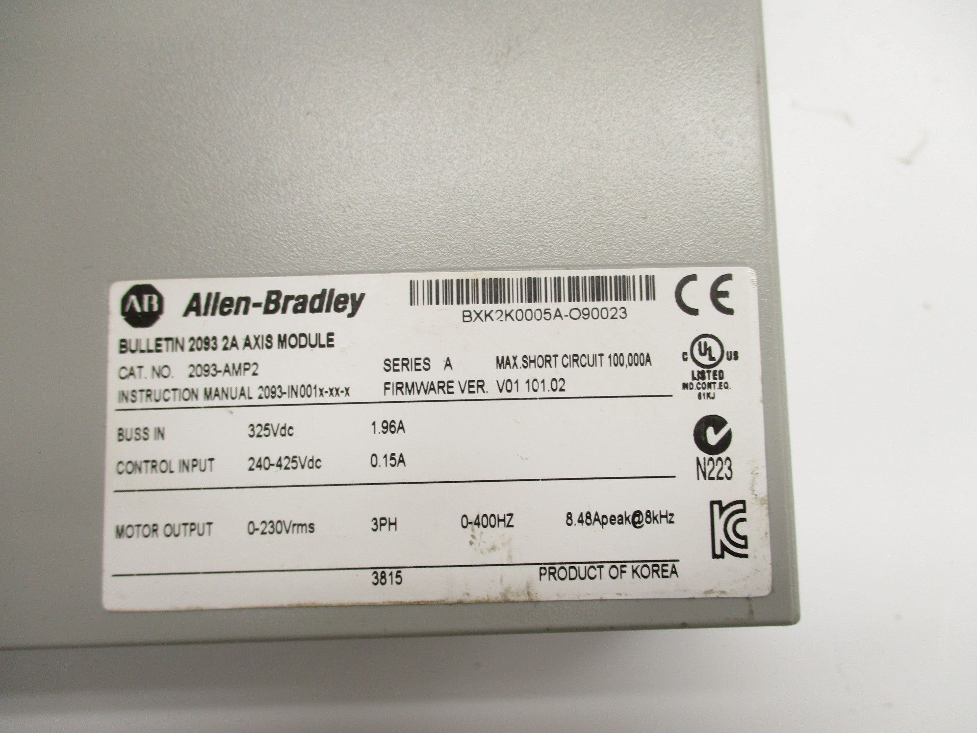 ALLEN BRADLEY 2093-AMP2 SER. A F/W 01.101.02 UNMP
